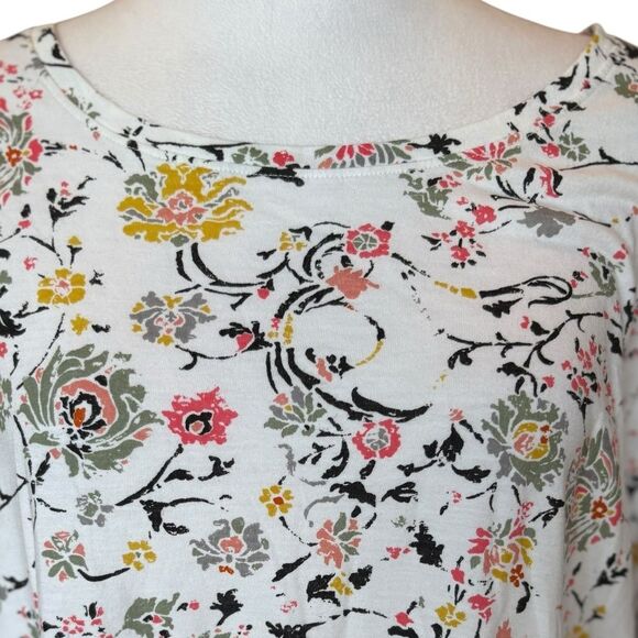 Peruvian Connection Short Sleeve Top Multicolor Floral Pima Cotton Womens XL - Picture 4 of 8